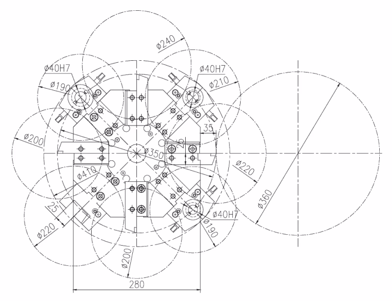 Взаимодействие оснасток 8-ми позиционной револьверной головки токарного станка с ЧПУ IRT-iT 35L