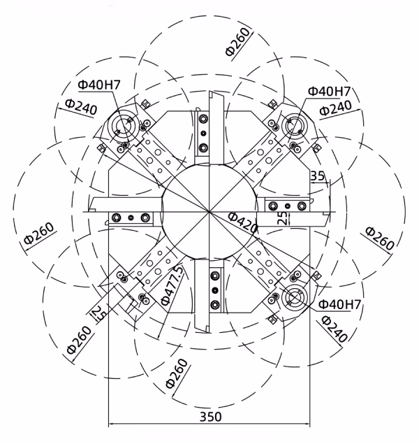 Взаимодействие оснасток 8-ми позиционной револьверной головки токарного станка с ЧПУ IRT-T5.2-500S
